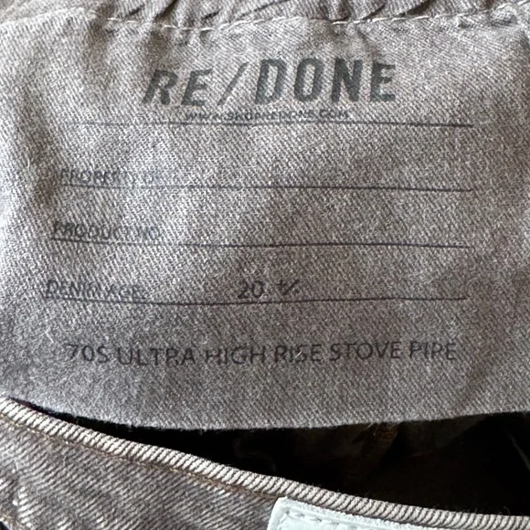 Re/done 70s Ultra High Rise Stove Pipe Jeans Washed Chocolate - Picture 10 of 14